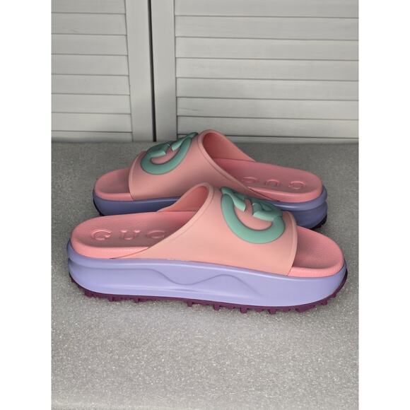 Gucci Platform Slides Miami Interlocking Pink Women's 38 /7- 7.5 EUC - Picture 6 of 7